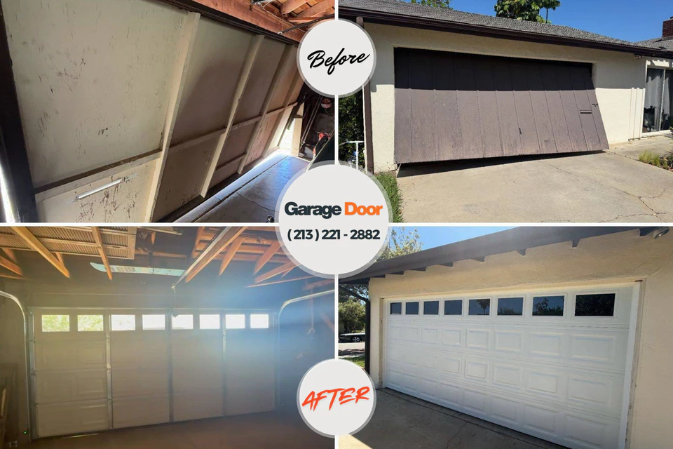Before and after: garage door repair Richland, GA